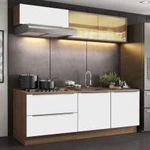 Armário de Cozinha Compacta 200cm Rustic Branco Veludo Lux Madesa 01