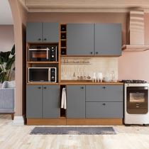 Armário de Cozinha Compacta 205cm Canela/Cinza Sagrado Pixel Kappesberg