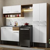 Armário De Cozinha Compacta 229cm Com Pia Rustic/branco Emilly Madesa 10 Rustic/branco Armário De Cozinha Compacta 229cm Com Pia Rustic/branco Emilly Madesa 10 Rustic/branco
