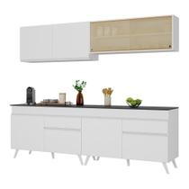 Armário De Cozinha Compacta 240cm Veneza Multimóveis V3696 Branco Branco Armário De Cozinha Compacta 240cm Veneza Multimóveis V3696 Branco Branco