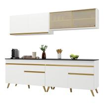 Armário De Cozinha Compacta 240cm Veneza Multimóveis V3696 Branco/dourado Branco/dourado Armário De Cozinha Compacta 240cm Veneza Multimóveis V3696 Branco/dourado Branco/dourado