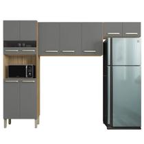 Armário de Cozinha Compacta 251cm Louis K02 Freijó/Gris - Mpozenato