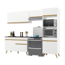 Armário De Cozinha Compacta 252cm Veneza Multimóveis V3693 Branco/dourado Branco/dourado Armário De Cozinha Compacta 252cm Veneza Multimóveis V3693 Branco/dourado Branco/dourado