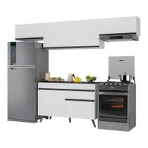 Armário De Cozinha Compacta 260cm Veneza Multimóveis V3697 Branco/preto Branco/preto