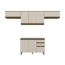 Armário de Cozinha Compacta 280cm 8 Portas 2 Gavetas Connect Henn - Duna/Cristal