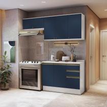 Armário de Cozinha Compacta 3 Gavetas 100% MDF 200cm Branco/Azul Profundo Celeste Kappesberg
