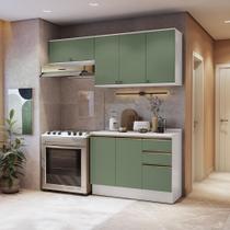 Armário De Cozinha Compacta 3 Gavetas 100% Mdf 200cm Branco/verde Celeste Kappesberg Armário De Cozinha Compacta 3 Gavetas 100% Mdf 200cm Branco/verde Celeste Kappesberg