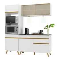 Armário de Cozinha Compacta 3 peças com Leds MP2020 Veneza Up Multimóveis Branca Armário de Cozinha Compacta 3 peças com Leds MP2020 Veneza Up Multimóveis Branca