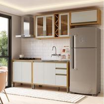 Armário de Cozinha Compacta 4 Peças 8 Portas com Vidro 280cm 100% MDF Barbados Espresso Móveis Armário de Cozinha Compacta 4 Peças 8 Portas com Vidro 280cm 100% MDF Barbados Espresso Móveis