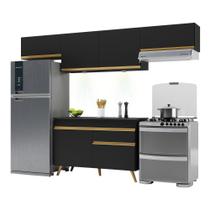 Armário de Cozinha Compacta 4 peças com Leds MP2022 Veneza Up Multimóveis Preta