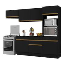 Armário De Cozinha Compacta 4 Peças Com Rodapé Mp2176 Made Multimóveis Preto/dourado Preto/dourado Armário De Cozinha Compacta 4 Peças Com Rodapé Mp2176 Made Multimóveis Preto/dourado Preto/dourado