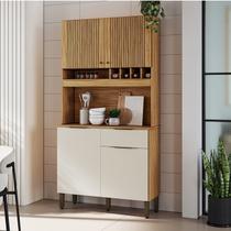 Armário de Cozinha Compacta 4 Portas 1 Gaveta e Mini Adega 101cm 100% MDF Croácia Espresso Móveis