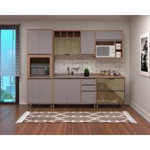 Armário de Cozinha Compacta 5 Peças sem Tampo de 120cm Vanilla com Cinza Puro Isa Luciane Móveis Armário de Cozinha Compacta 5 Peças sem Tampo de 120cm Vanilla com Cinza Puro Isa Luciane Móveis