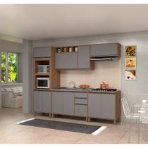 Armário de Cozinha Compacta 5 Peças Vanilla com Cinza Puro Isa Luciane Móveis Armário de Cozinha Compacta 5 Peças Vanilla com Cinza Puro Isa Luciane Móveis