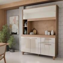 Armário de Cozinha Compacta 5 Portas 1 Gaveta Armário de chão Canelato Off White