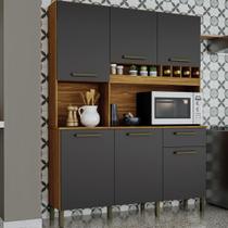 Armário de Cozinha Compacta 6 Portas 1 Gaveta 2 Nichos 100% MDF