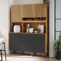 Armário de Cozinha Compacta 6 Portas 1 Gaveta e Mini Adega 151cm 100% MDF Croácia Espresso Móveis