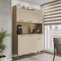 Armário de Cozinha Compacta 6 Portas 1 Gaveta Gênova - Freijó/Vanilla Armário de Cozinha Compacta 6 Portas 1 Gaveta Gênova - Freijó/Vanilla