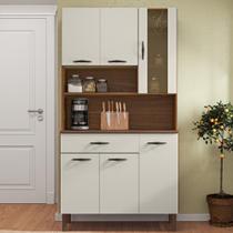 Armário de Cozinha Compacta 6 Portas 1 Gaveta Golden - Nogueira/Off White
