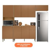 Armário De Cozinha Compacta 6 Portas 1 Nicho Surya Madeirado / Caramelo Armário De Cozinha Compacta 6 Portas 1 Nicho Surya Madeirado / Caramelo