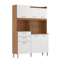 Armário de Cozinha Compacta 6 Portas 2 Gavetas Espaço Forno com Balcão Perola - Demóbile