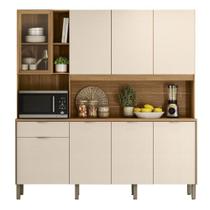 Armário De Cozinha Compacta 8 Portas 4 Nichos Namastê Madeirado/off White Armário De Cozinha Compacta 8 Portas 4 Nichos Namastê Madeirado/off White