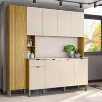 Armario de Cozinha Compacta 9 Portas 1 Gaveta Pulse - Freijó/Vanilla/Riscatto Freijó Armario de Cozinha Compacta 9 Portas 1 Gaveta Pulse - Freijó/Vanilla/Riscatto Freijó