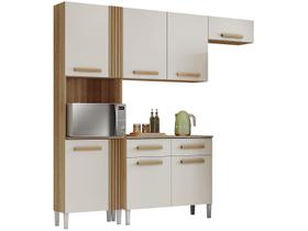 Armário de Cozinha Compacta Aramóveis Juma com Balcão 7 Portas 2 Gavetas