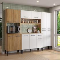 Armário de Cozinha Compacta Arizona Nice Carraro Carvalho com Branco