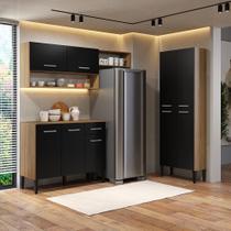 Armário de Cozinha Compacta Arizona Prime Two Carraro Carvalho com Preto Armário de Cozinha Compacta Arizona Prime Two Carraro Carvalho com Preto