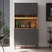 Armário de Cozinha Compacta com 4 Portas 1 Gaveta 102cm 100% MDF Geórgia Espresso Móveis Cinza/Amêndoa/Chumbo