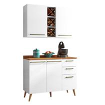 Armário de Cozinha Compacta com Adega Favorita Branco Nature Armário de Cozinha Compacta com Adega Favorita Branco Nature