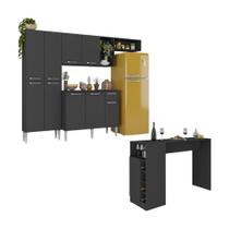 Armário De Cozinha Compacta Com Bancada Americana Pequim Multimóveis Mp2204 Preto Preto