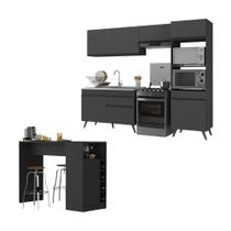 Armário De Cozinha Compacta Com Mesa/bancada Veneza Multimóveis Mp2210 Preto Preto Armário De Cozinha Compacta Com Mesa/bancada Veneza Multimóveis Mp2210 Preto Preto