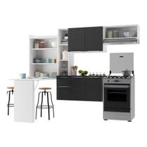 Armário de Cozinha Compacta com Mesa Dobrável MP2007 Sofia Multimóveis Branca/Preta