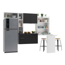 Armário de Cozinha Compacta com Mesa Dobrável MP2010 Sofia Multimóveis Branca/Preta