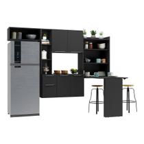 Armário de Cozinha Compacta com Mesa Dobrável MP2010 Sofia Multimóveis Preta