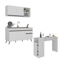 Armário de Cozinha Compacta com Mesa Gourmet Veneza Multimóveis MP2201