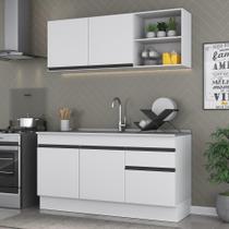 Armário de Cozinha Compacta com Rodapé Veneza Multimóveis MP2114.964 Branco/Preto Armário de Cozinha Compacta com Rodapé Veneza Multimóveis MP2114.964 Branco/Preto