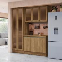 Armário de Cozinha Compacta com Vidro Reflecta 100% MDF 192cm Nogueira Celeste Kappesberg Armário de Cozinha Compacta com Vidro Reflecta 100% MDF 192cm Nogueira Celeste Kappesberg