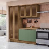 Armário De Cozinha Compacta Com Vidro Reflecta 100% Mdf 192cm Nogueira/verde Celeste Kappesberg Armário De Cozinha Compacta Com Vidro Reflecta 100% Mdf 192cm Nogueira/verde Celeste Kappesberg