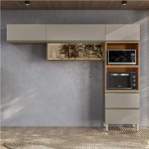 Armário de Cozinha Compacta com Vidro Reflecta Proença 5 Portas 1 Gaveta Nude e Nogueira Armário de Cozinha Compacta com Vidro Reflecta Proença 5 Portas 1 Gaveta Nude e Nogueira