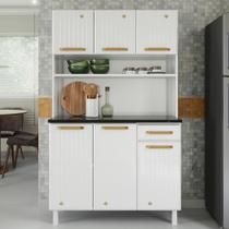 Armário de Cozinha Compacta de Aço com Balcão com Tampo 105cm Multimóveis CR20362