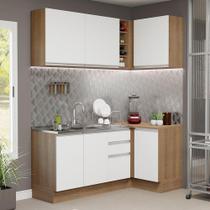 Armário de Cozinha Compacta de Canto 269cm Rustic/Branco Glamy Madesa 01