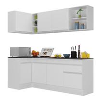 Armário De Cozinha Compacta De Canto Com Rodapé Veneza Multimóveis V2093 Branco Branco Armário De Cozinha Compacta De Canto Com Rodapé Veneza Multimóveis V2093 Branco Branco
