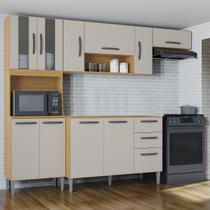 Armário de Cozinha Compacta e Balcão para Pia sem Tampo 244cm Livy P11 Damasco/Off White - Mpozenato Armário de Cozinha Compacta e Balcão para Pia sem Tampo 244cm Livy P11 Damasco/Off White - Mpozenato