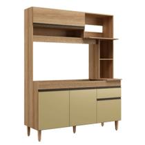 Armário de Cozinha Compacta em MDP Mel e Areia 1,95 x 1,53 m Splendore Armário de Cozinha Compacta em MDP Mel e Areia 1,95 x 1,53 m Splendore