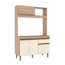 Armário de Cozinha Compacta em MDP Mel e Off White 1,94 x 1,24 m Splendore Armário de Cozinha Compacta em MDP Mel e Off White 1,94 x 1,24 m Splendore