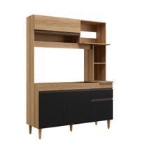 Armário de Cozinha Compacta em MDP Mel e Preto 1,95 x 1,53 m Splendore Armário de Cozinha Compacta em MDP Mel e Preto 1,95 x 1,53 m Splendore