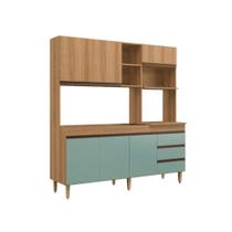 Armário De Cozinha Compacta Em Mdp Mel E Verde 1,95 X 1,85 Armário De Cozinha Compacta Em Mdp Mel E Verde 1,95 X 1,85